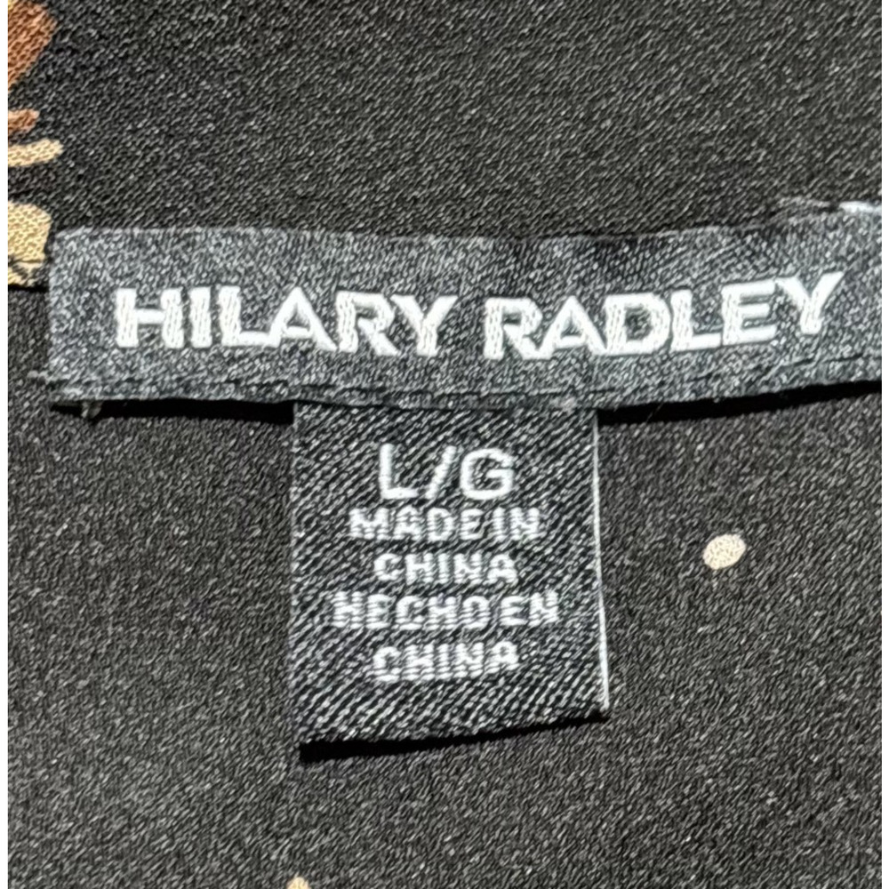 Hilary Radley Floral Blouse Black Gold V-Neck Long Sleeve Button Dark Academia L - Picture 5 of 13